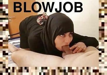 Mia Niqab Deepthroat Cum in Mouth on Bed