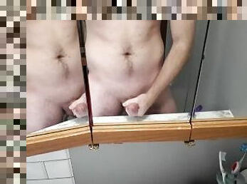 masturbation, amateur, ejaculation-sur-le-corps, énorme-bite, branlette, secousses, ejaculation, solo, bite, jambes