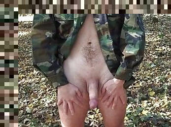 Public masturbation in park. Risky cumshot.