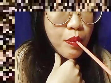 Super sexy Asian girl show pussy and drink some juice 1