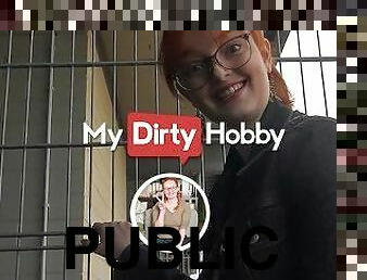 MyDirtyHobby - Beautiful redhead Iva_Sonnenschein gives a public blowjob