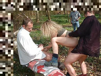 Amateur milf dogging in forest