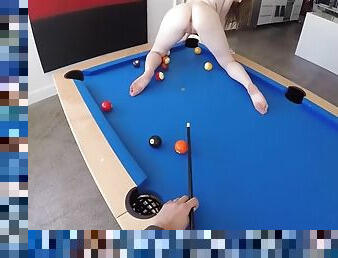 Big cocked dude scores in karlie brooks' teen pussy during playing pool