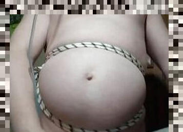 A little shibari and stomach inflation???????? My belly button was popping out???????????? More -- on my OF?????