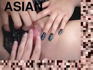 asiatisk, onani, anal, blowjob, cumshot, interracial, pornostjerne, facial, blond, undertøy