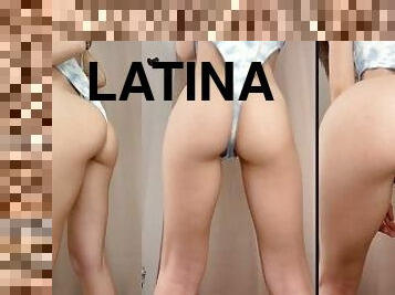 rumpe, latina, rumpe-booty, kåt, vakker, bikini, gym, ben