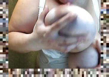 store-pupper, brystvorter, amatør, milf, lubben, cum, webkamera, alene, melk