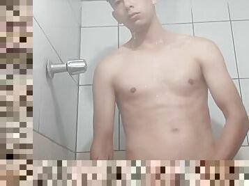 bañando, anal, juguete, gay, consolador, pelotas, encadenada