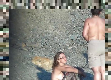 gorda, nudista, al-aire-libre, madurita-caliente, cámara, pareja, regordeta, playa, voyeur