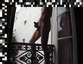 handjob and cum by the window