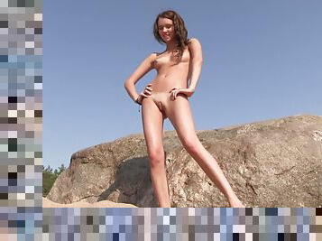 Stunning Teen Model Lucy G Posing Naked At The Beach