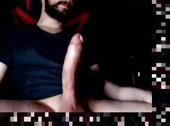 Horny guy moans pleasing himself. Solo male cumshot