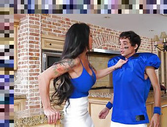 Tattooed MILF Melissa Lynn gets fucked by a teen in the kitchen