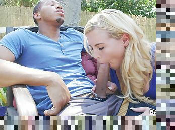 Dashing backyard BBC porn for a teen blonde