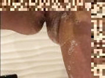 Busty Mistress Mary washes, masturbates, shaves pussy and pees in the shower! More clips in twitter