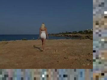 Hot blonde fucked at the beach