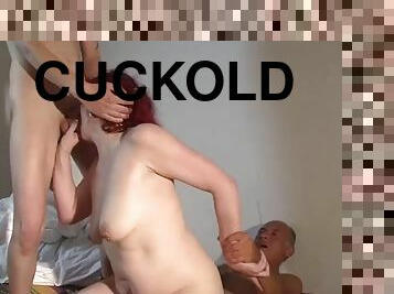 Cuckold! He only gets excited when his wife is pleasured by another cock!