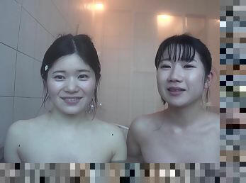 Adorable first time Japanese lesbians private vacation video