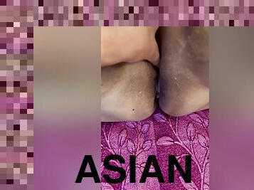 asiatisk, pussy, amatør, milf, fingret, pov