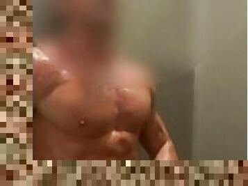 Gym shower masturbation and cum