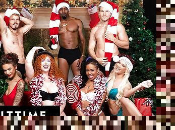 ADULT TIME - INSANE CHRISTMAS ORGY! With Lauren Phillips, Kira Noir, Kenna James, and April Olsen