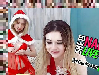 Horny blonde teens lesbian christmass dance