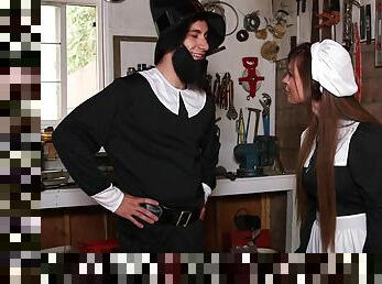 Naked amateur woman fucked by horny amish dude with a huge dick