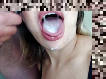 Stepsister decided fill his mouth with cum so that he keep her secret