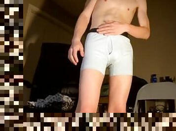 Boy shows underwear and bulge