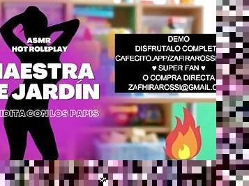 [ASMR HOT ROLEPLAY] La Maestra De Jardin No Puede Evitar Hacer Pasar Al Papi Al Salón De Juegos DEMO