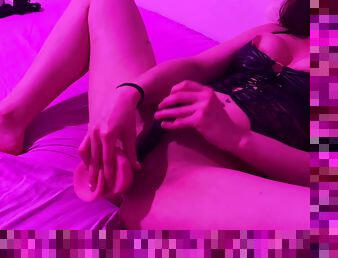 Slutty Angelina In Her Purple Room Cumming On Her Toys