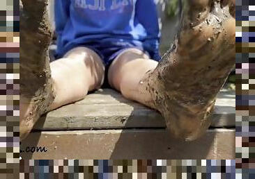 Muddy Soles - Playing with mud between my toes in my back garden