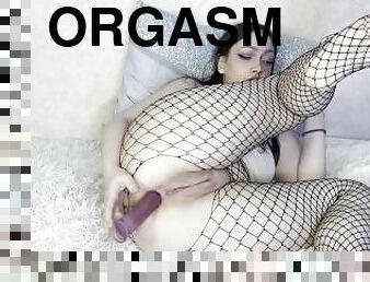 masturbation, orgasm, amatör, anal, leksak, strumpor, nätstrumpor, söt, vacker, dildo