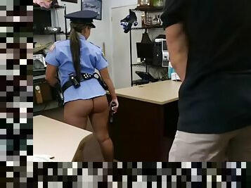 Busty latin officer pounded by pawn guy at the pawnshop