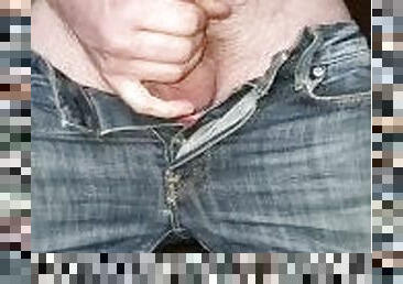 Jerk off and cum wearing jeans