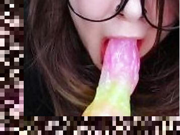 culo, clítoris, gafas, masturbación, squirting, amateur, babes, juguete, fantasía, mona