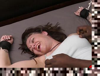 Catherine Foxx Tickled in Bondage - Interracial Bdsm with submissive brunette girlfriend