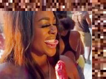 Sweet Monae Deep Thoat A Hot Dog A Pool Party??