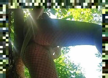 Caught a MILF  forest nymph peeing and masturbating from a tree