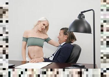 Dashing young blonde gets her boss to fuck her in restless office kinks