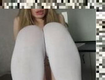 Playful student rides a huge dildo!