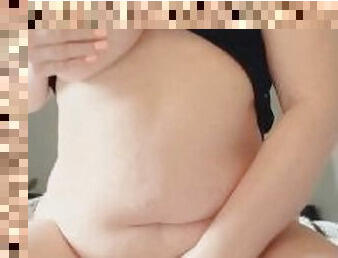 Single Mastectomy MILF Rubbing Her Chubby Belly & Post Surgery Chest