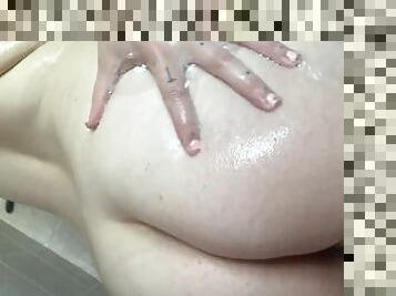 Wet soapy pussy in the shower )