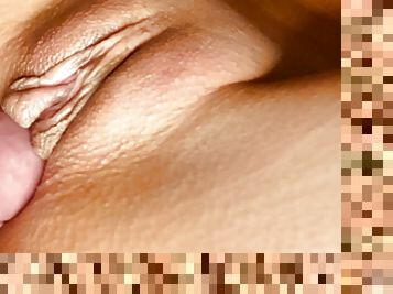 Slow motion female masturbation. close up wet pussy