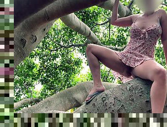 Wifey Saw A Tree And Had To Climb It But Forgot Her Panties