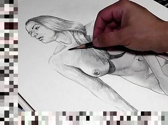 Stepmother Nude Body Drawing - Pencil Art