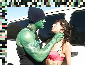 The Hulk fucks a slut in a car