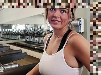 Real Amateur college girl at the gym takes me to her car to fuck in public parking garage.