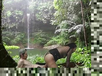 sex in forest , hot couple have outdoor sex