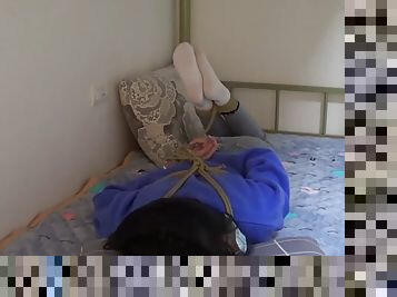 Chinese bondage and tickling in white socks